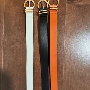 Set of Three Belts with Gold Buckles